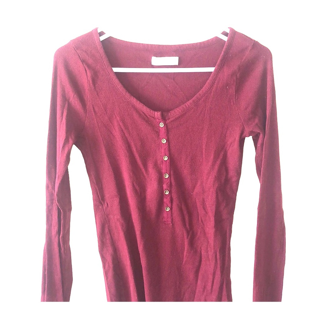 Maroon Henley Long-sleeve